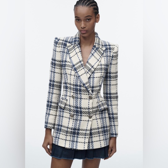 Zara Jackets & Blazers - ZARA Double Breasted Textured Weave Jacket Blazer